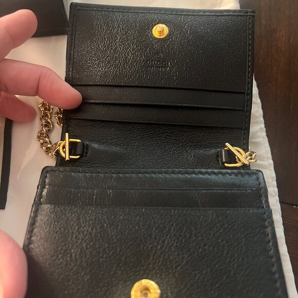 Gucci Rajah Leather Card Case Chain Wallet - New - Picture 4 of 9